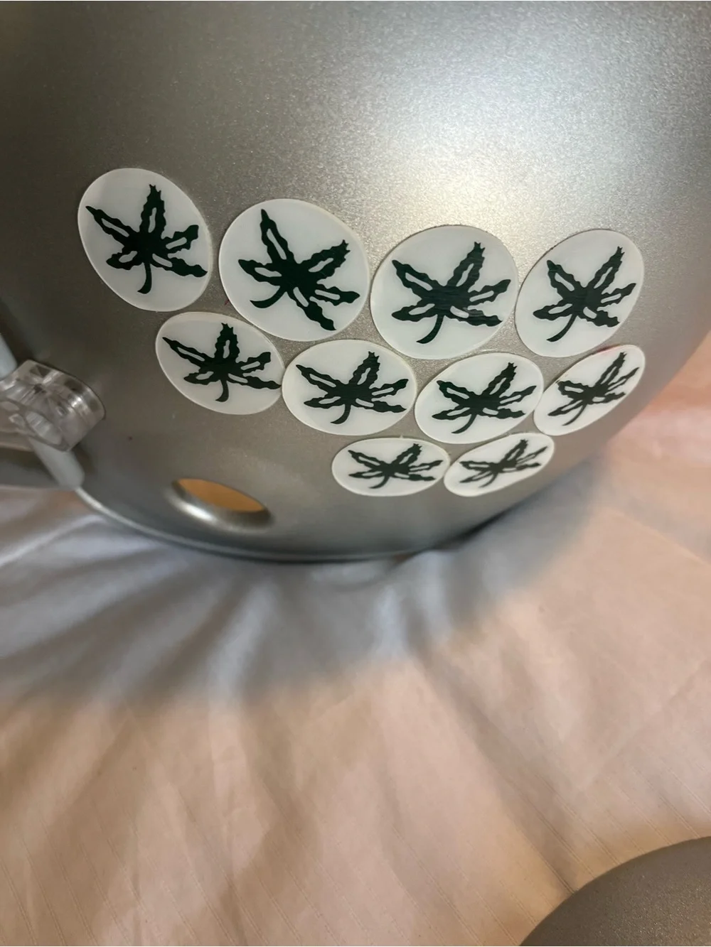 Silver Football Helmet Chip N Dip Dish with Red Stripe